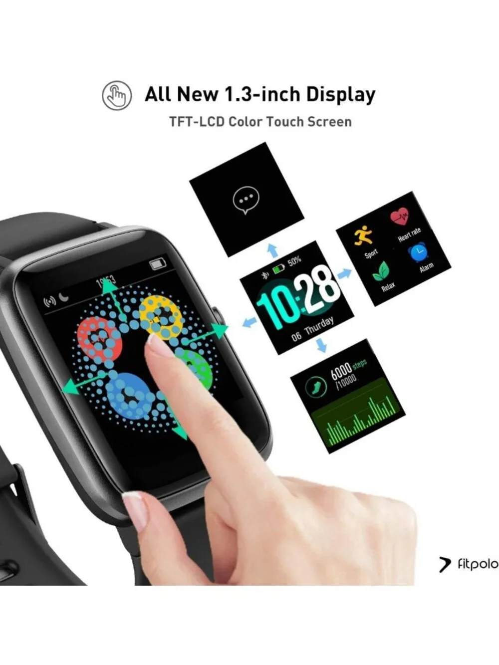 Smartwatch for Men & Women - 1.8” Ultra-HD Display, Fitness Tracker, Waterproof